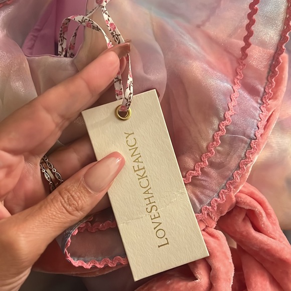 LOVE SHACK FANCY RAINBOW HALTER RUFFLE MARIS GOWN FAIRYTALE PRINTED 4 NWT - Picture 6 of 10